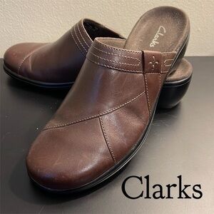 Clarks, 8, Dark Brown Leather Mule
